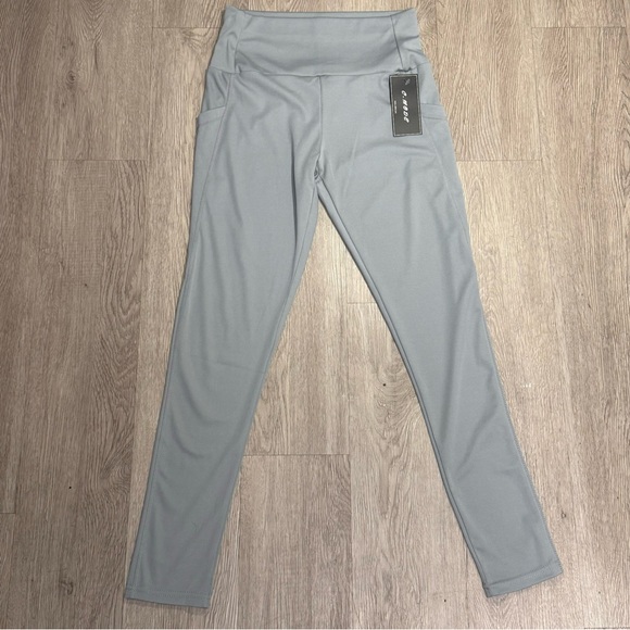 New Grey Leggings W/ Side Pockets Size S/M - Picture 3 of 7